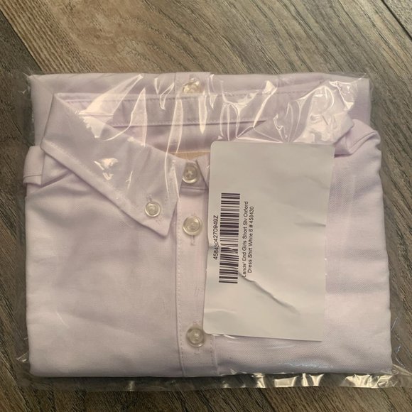 NWT LANDS' END GIRL'S SHORT SLEEVE OXFORD DRESS SHIRT WHITE 6 - Picture 4 of 6